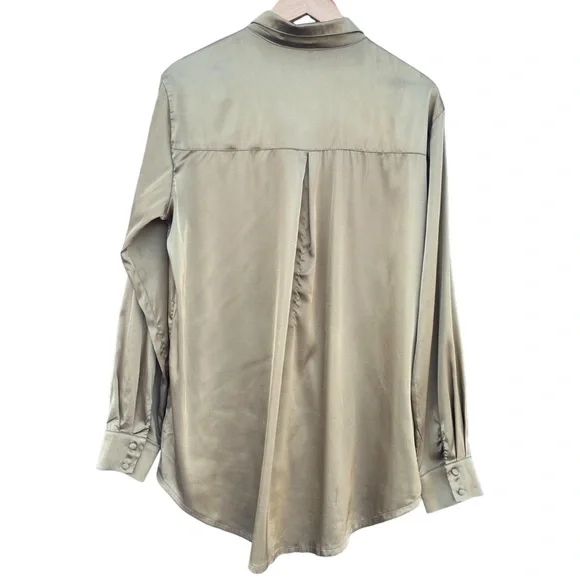 Kat The Label | Satin Pajama Shirt Olive | M - Picture 9 of 13